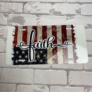 Vanity license plate- faith United States flag scroll